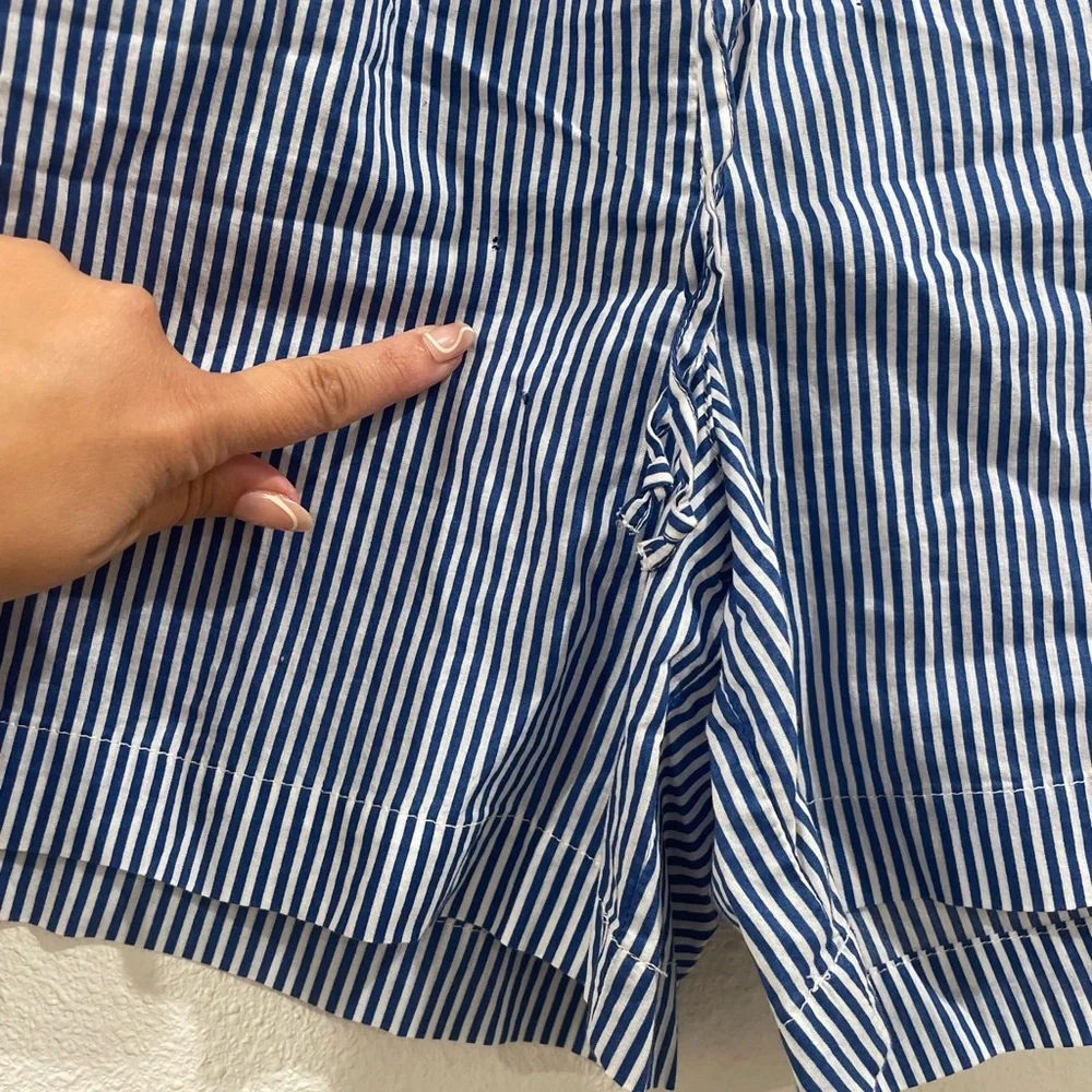 Ralph Lauren Blue and White Pinstriped Pajama Short Set 100% Organic Cotton